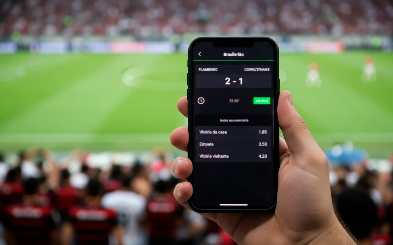 Tela de aplicativo mostrando odds para partida do Campeonato Brasileiro
