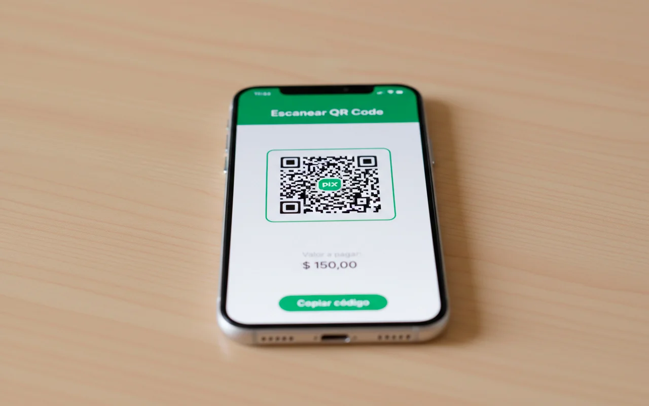 Tela de aplicativo exibindo QR Code PIX para depósito em casa de apostas