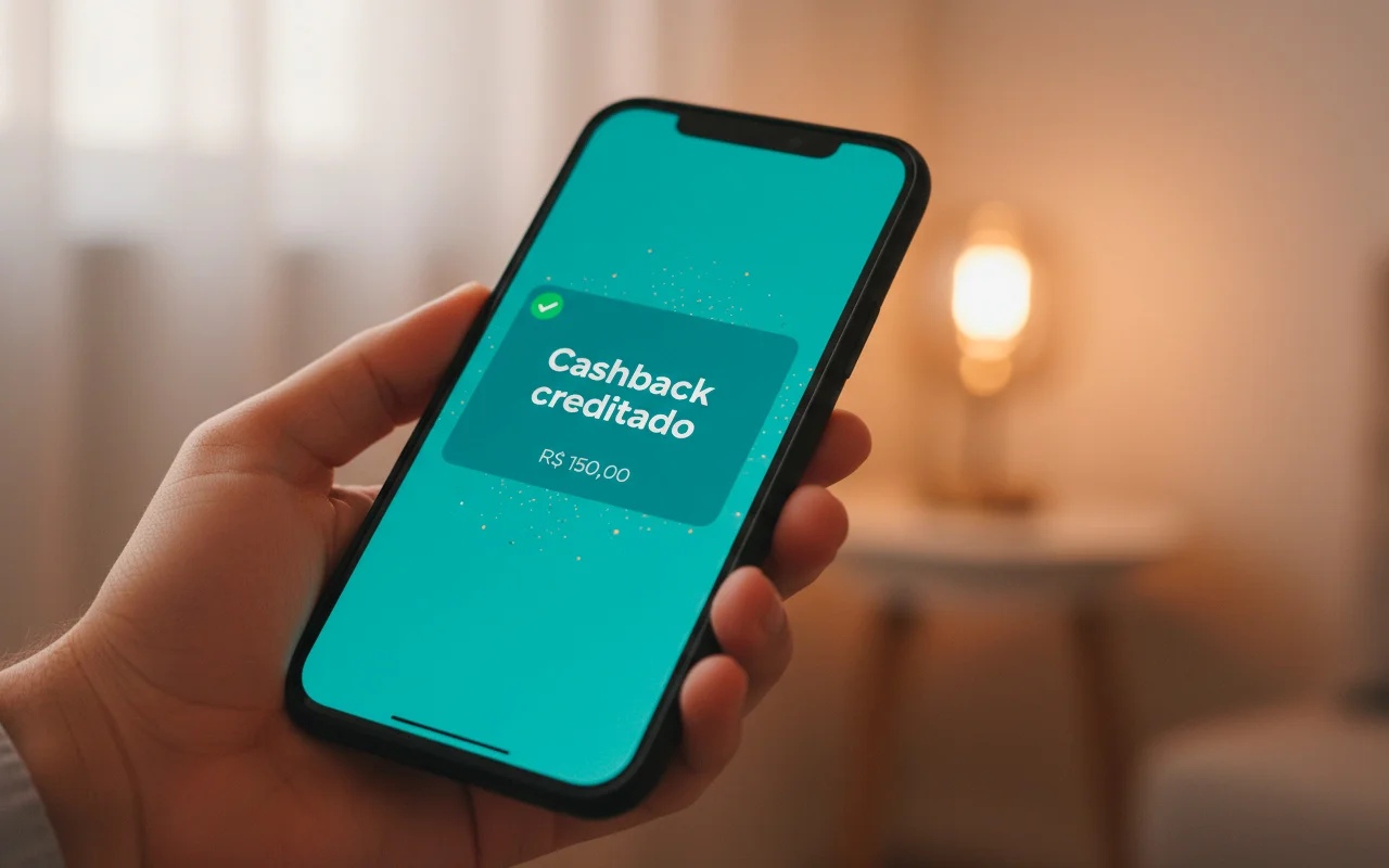 Notificação de cashback recebido em programa de fidelidade de apostas