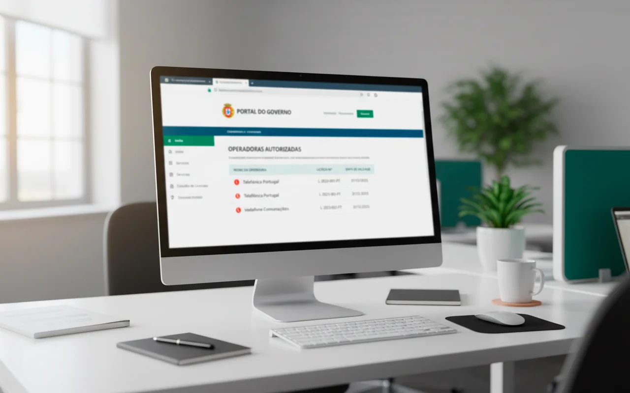 Tela de computador mostrando portal oficial da Secretaria de Prêmios e Apostas com lista de operadoras