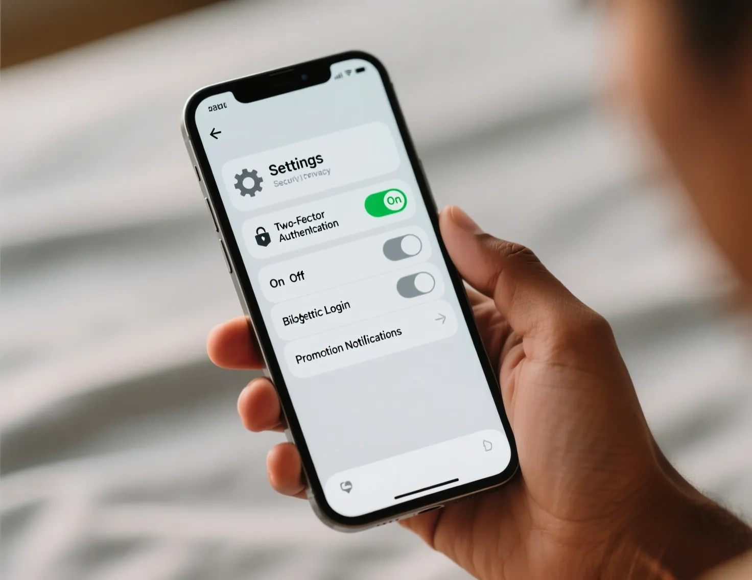 Tela de smartphone mostrando menu de configurações de aplicativo de apostas