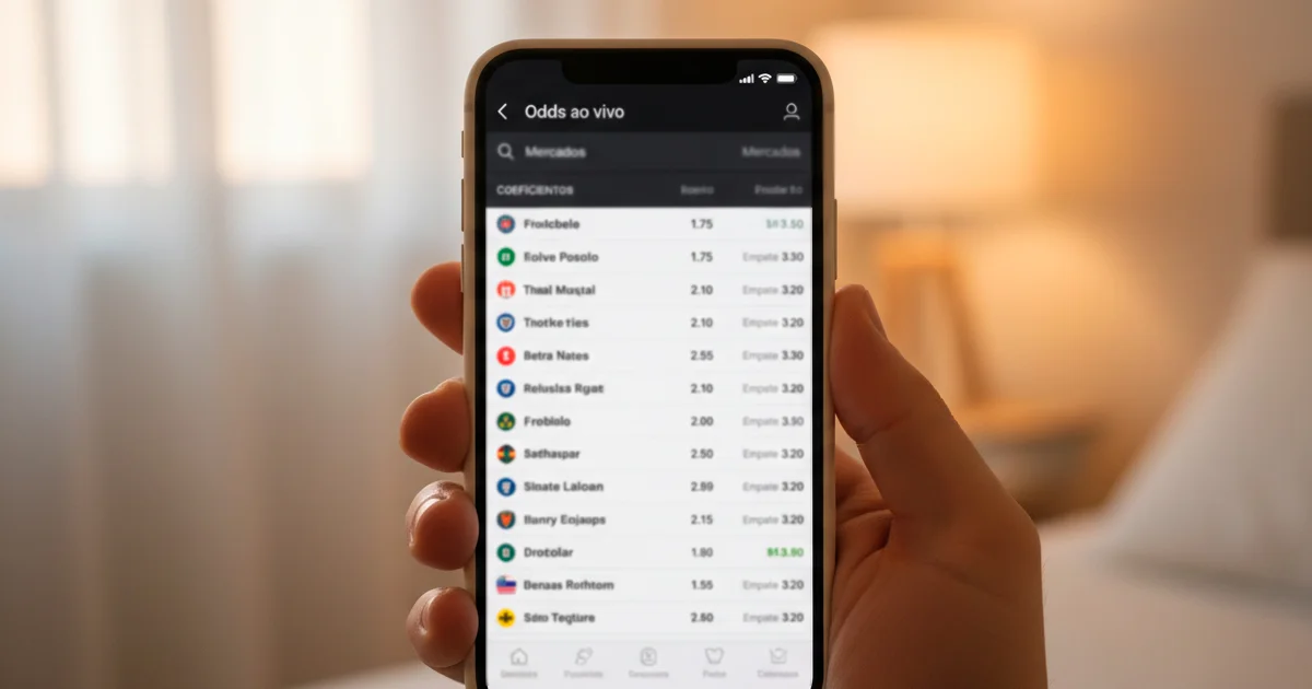iPhone moderno exibindo interface de apostas esportivas com tela nítida