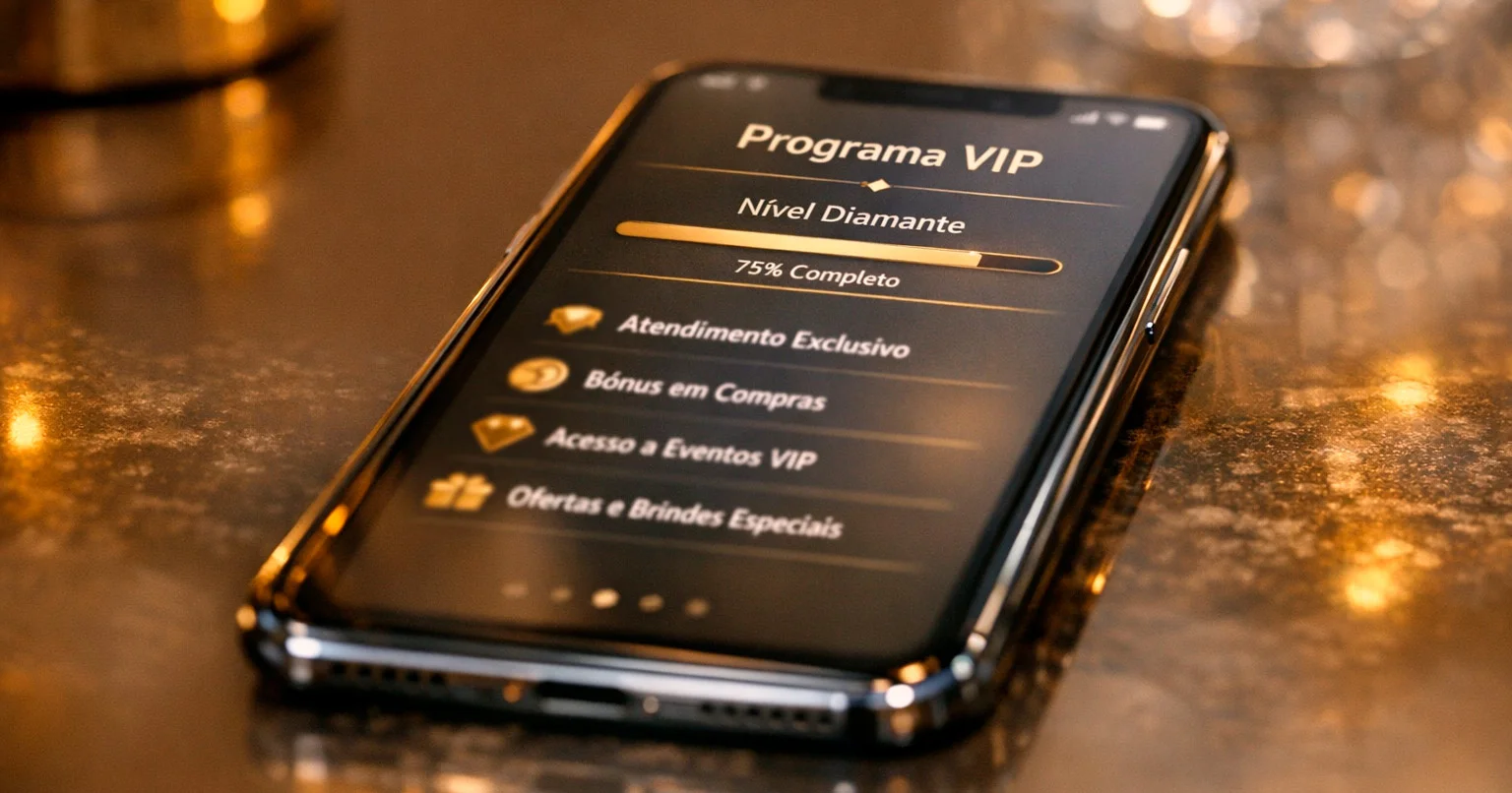 Conceito de programa VIP de apostas com símbolos de recompensas e níveis